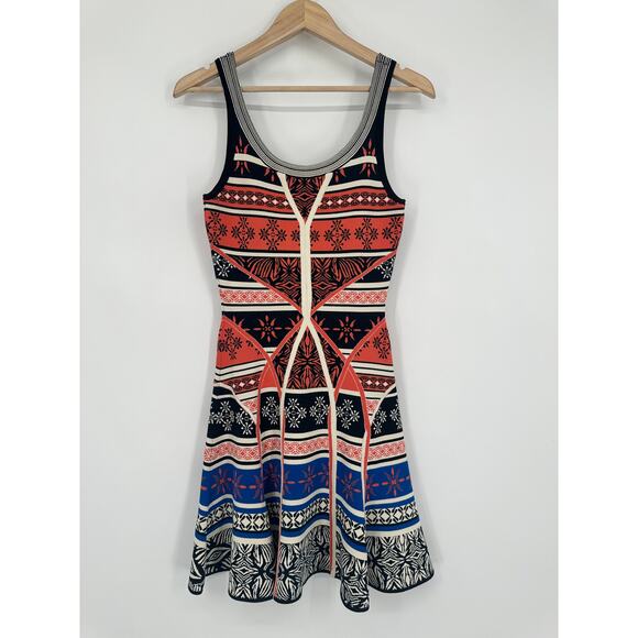 Diane Von Furstenberg Ilsa Sleeveless Fit and Flare Knit Dress Mini Geo Print - Picture 9 of 16